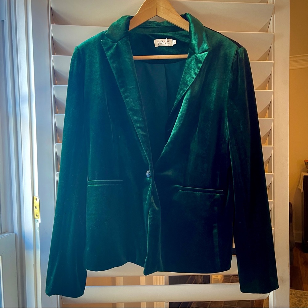 Molly Bracken sz. L emerald green velvet blazer